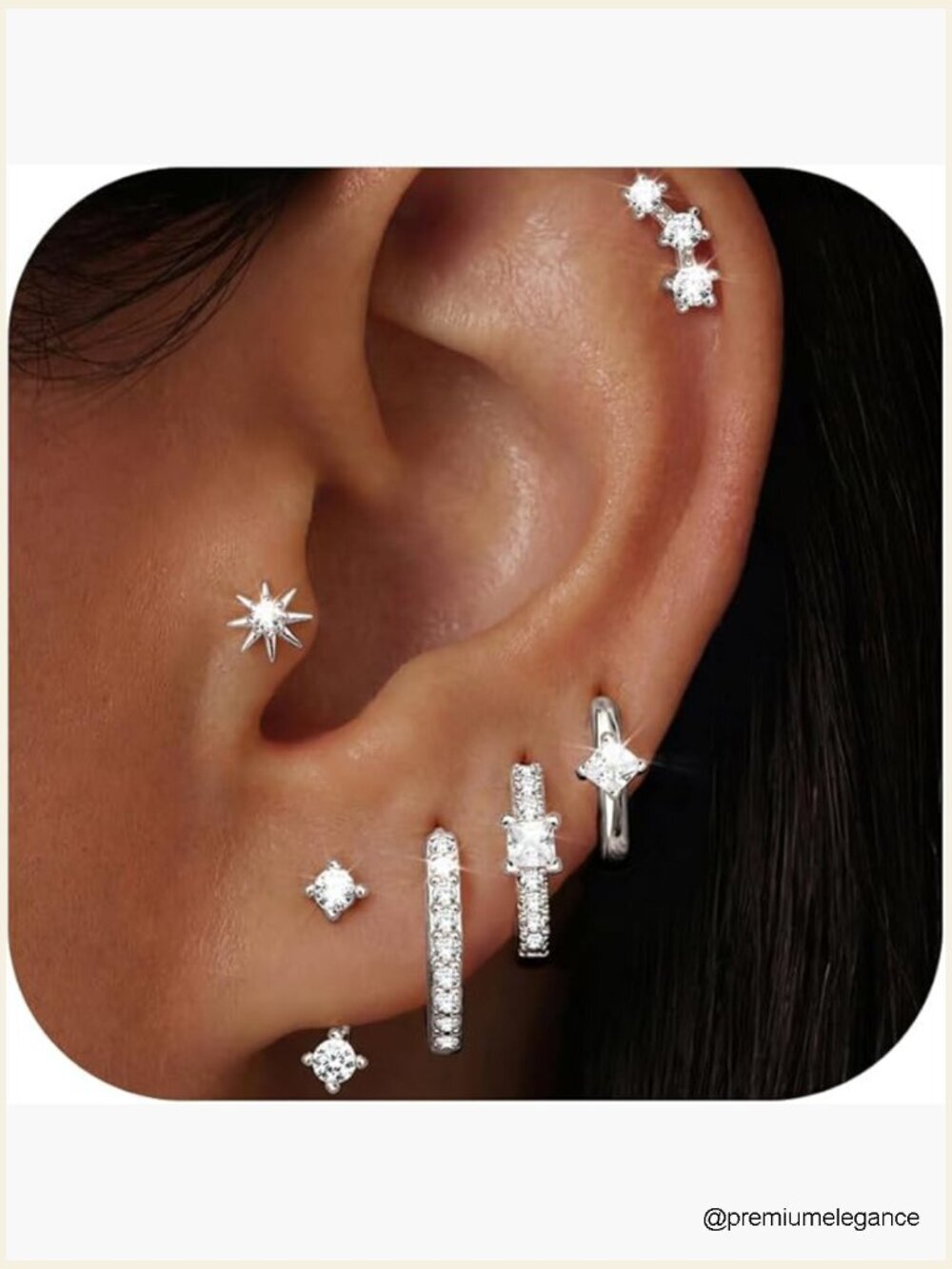 Sterling Silver Huggie Hoop & Stud Earrings Set for Women